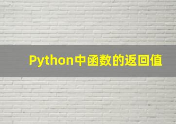 Python中函数的返回值