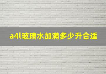 a4l玻璃水加满多少升合适