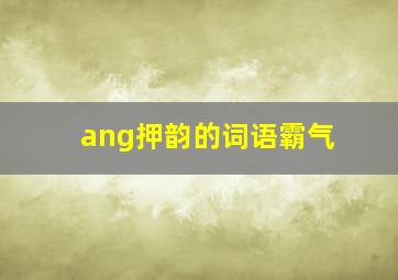 ang押韵的词语霸气