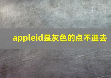 appleid是灰色的点不进去