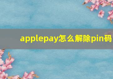 applepay怎么解除pin码