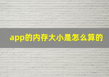 app的内存大小是怎么算的