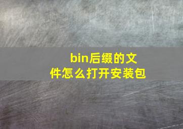 bin后缀的文件怎么打开安装包