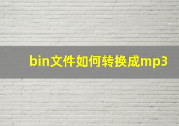 bin文件如何转换成mp3