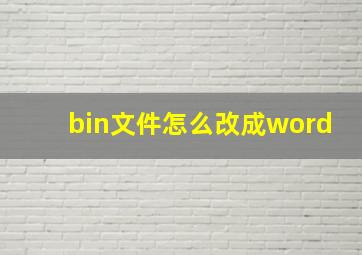 bin文件怎么改成word