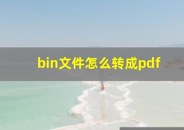 bin文件怎么转成pdf