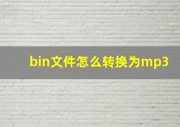 bin文件怎么转换为mp3