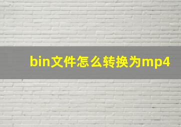 bin文件怎么转换为mp4