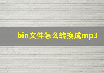 bin文件怎么转换成mp3