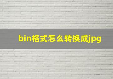 bin格式怎么转换成jpg