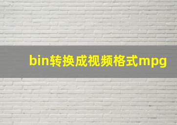 bin转换成视频格式mpg