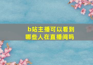 b站主播可以看到哪些人在直播间吗