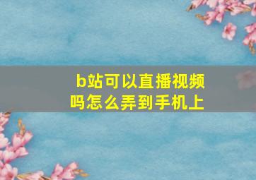 b站可以直播视频吗怎么弄到手机上