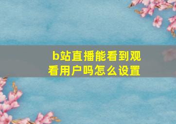 b站直播能看到观看用户吗怎么设置