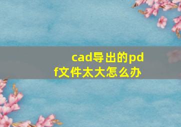 cad导出的pdf文件太大怎么办