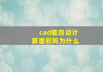 cad能自动计算面积吗为什么