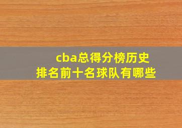 cba总得分榜历史排名前十名球队有哪些