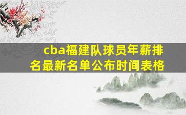 cba福建队球员年薪排名最新名单公布时间表格