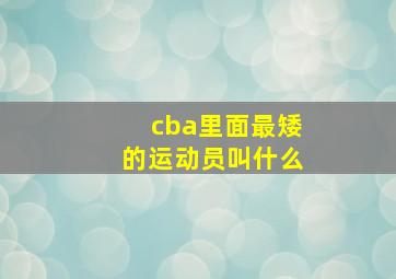 cba里面最矮的运动员叫什么