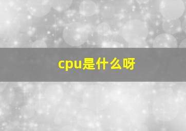 cpu是什么呀