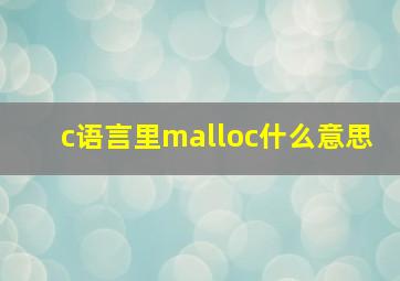 c语言里malloc什么意思