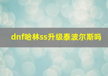 dnf哈林ss升级泰波尔斯吗