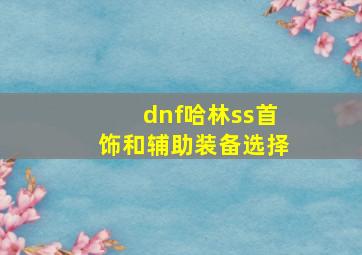 dnf哈林ss首饰和辅助装备选择