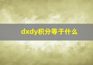 dxdy积分等于什么