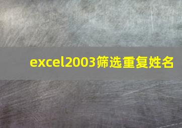 excel2003筛选重复姓名