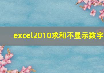 excel2010求和不显示数字