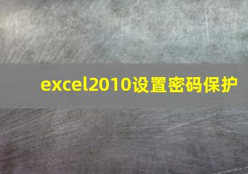 excel2010设置密码保护