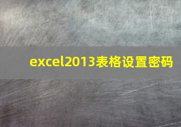 excel2013表格设置密码