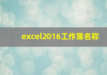 excel2016工作簿名称