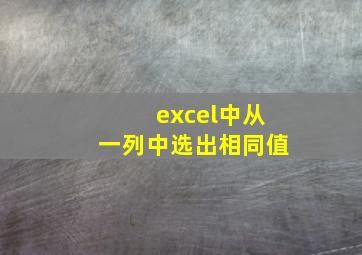 excel中从一列中选出相同值