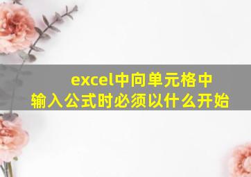 excel中向单元格中输入公式时必须以什么开始