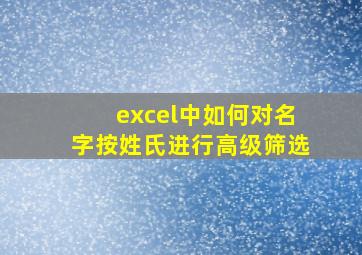 excel中如何对名字按姓氏进行高级筛选