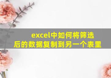 excel中如何将筛选后的数据复制到另一个表里