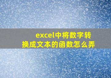 excel中将数字转换成文本的函数怎么弄