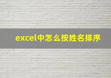 excel中怎么按姓名排序