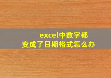 excel中数字都变成了日期格式怎么办