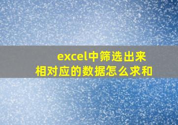 excel中筛选出来相对应的数据怎么求和