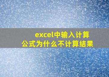 excel中输入计算公式为什么不计算结果