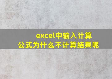 excel中输入计算公式为什么不计算结果呢