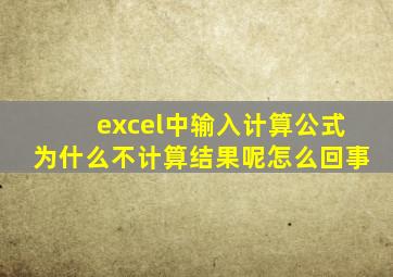 excel中输入计算公式为什么不计算结果呢怎么回事