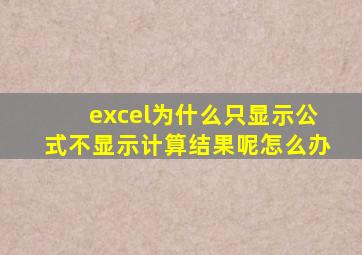 excel为什么只显示公式不显示计算结果呢怎么办