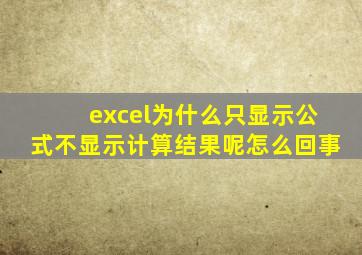 excel为什么只显示公式不显示计算结果呢怎么回事