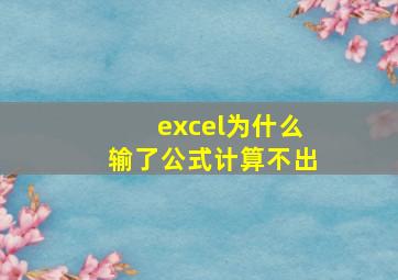 excel为什么输了公式计算不出