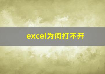 excel为何打不开