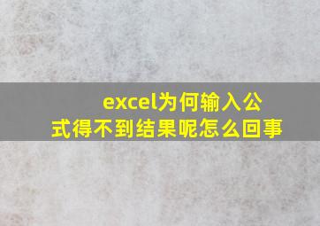 excel为何输入公式得不到结果呢怎么回事