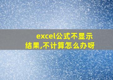 excel公式不显示结果,不计算怎么办呀